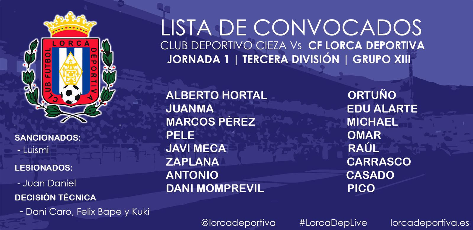 CONVOCATORIA: CD Cieza – Lorca Deportiva
