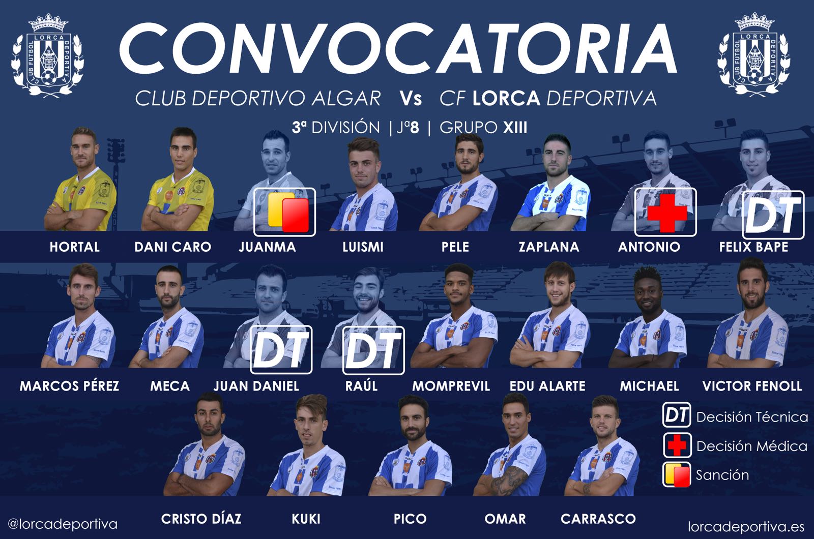 CONVOCATORIA OFICIAL: CD Algar – Lorca Deportiva