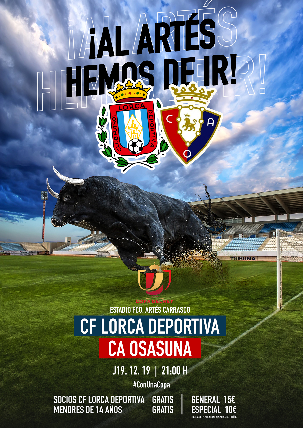 El fútbol de Primera División vuelve a Lorca con el partido de Copa de Rey que enfrentará, este próximo jueves, 19 de diciembre, a Lorca Deportiva y Club Atlético Osasuna